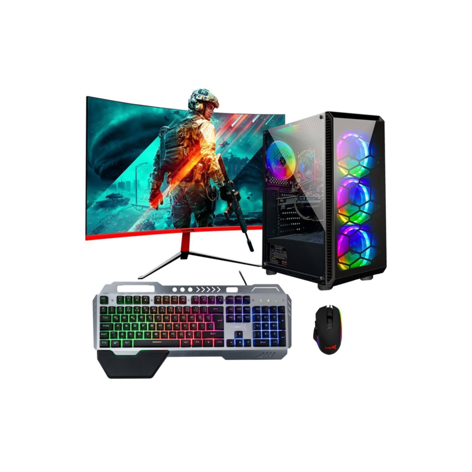 TURBOX Tx828 i7 860 16GB Ram 256GB SSD 4GB EK. 23.8\ Curved Monitör Masaüstü Oyun Bilgisayarı