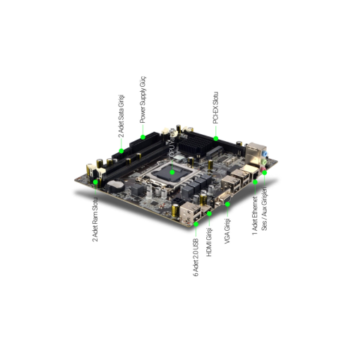 Turbox H55 Intel H55 1600 MHz DDR3 Soket 1156Pin Mini ITX Anakart