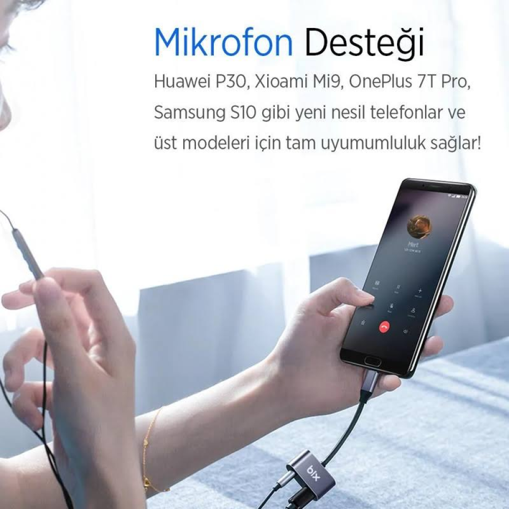 Bix ADP-07 Type-C 3.5mm Kulaklık ve PD Şarj Dönüştürücü Adaptör