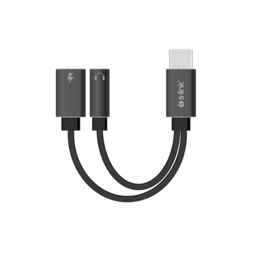 S-link SL-TA45M Gri Metal Type-C to 3.5 Jack+TypeC Çevirici