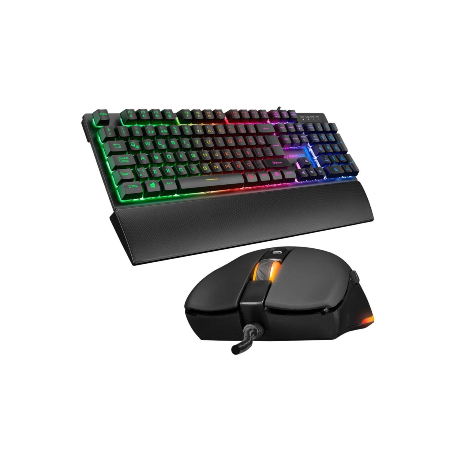 Rampage Km-rx7 Fortuna Gökkuşağı Aydınlatmalı Usb Gaming Combo Q Klavye + 6400 Dpi Mouse