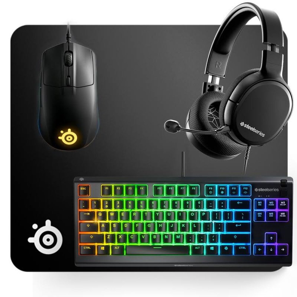 SteelSeries Glow Up Bundle Arctis 1 - Rival 3 - Apex 3 TKL - Qck+ 4'lü Set Siyah