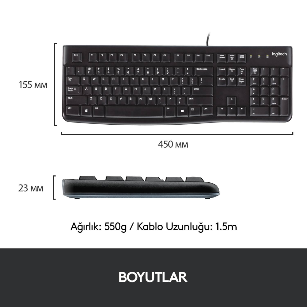 Logitech 920-002560 MK120 Siyah Q Usb Kablolu Klavye Mouse Set