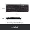 Logitech 920-002560 MK120 Siyah Q Usb Kablolu Klavye Mouse Set