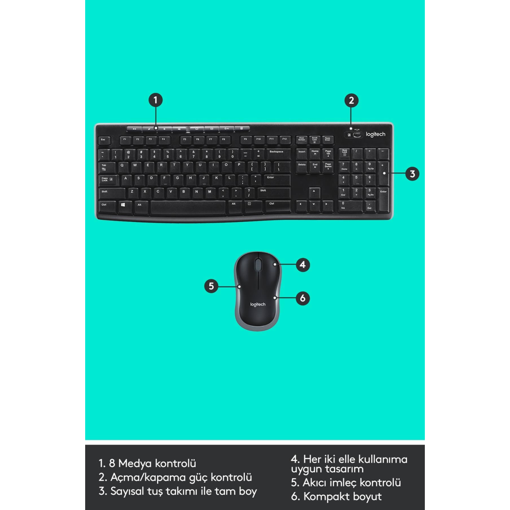Logitech Mk270 Kablosuz Klavye Mouse Set (q)