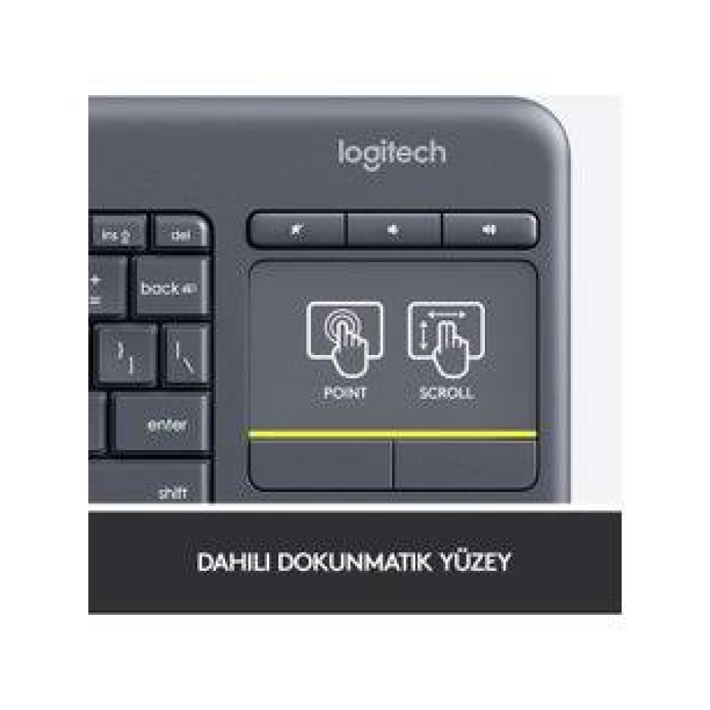 Logitech K400 Plus Kablosuz Klavye Siyah