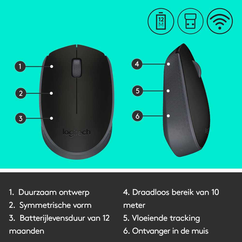 LOGITECH 910-004424 M171 Kablosuz Siyah Mouse