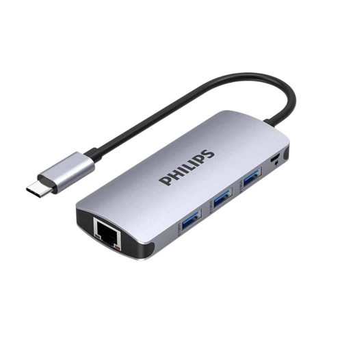 Philips Type-C To Usb 3.0 Çoklayıcı Ve Rj45 100Mbps Ethernet Dönüştürücü