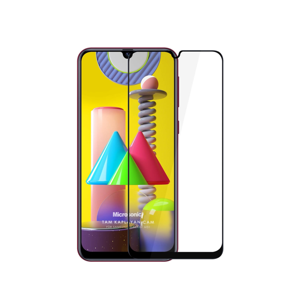 Microsonic Samsung Galaxy M31 Tam Kaplayan Temperli Cam Ekran Kor