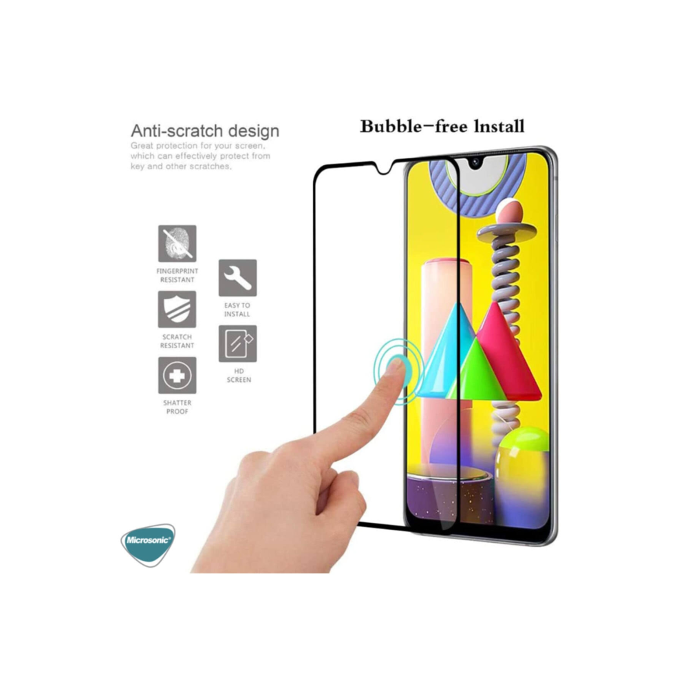 Microsonic Samsung Galaxy M31 Tam Kaplayan Temperli Cam Ekran Kor