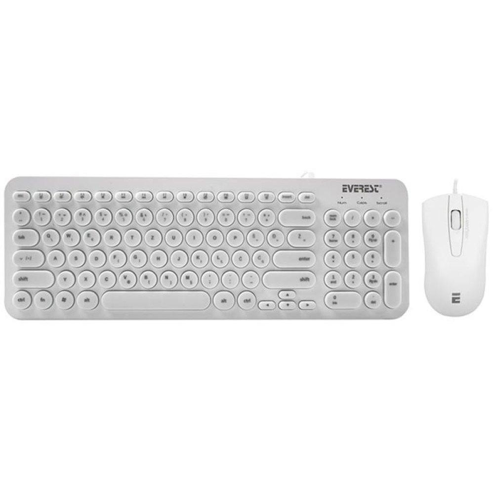 Everest Km-01k Beyaz Usb Yuvarlak Tuşlu 3d Mouse Combo Lc Layout