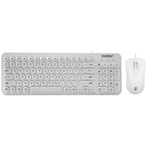 Everest Km-01k Beyaz Usb Yuvarlak Tuşlu 3d Mouse Combo Lc Layout
