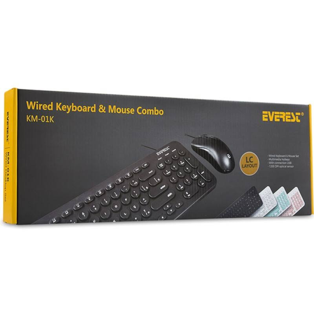 Everest Km-01k Beyaz Usb Yuvarlak Tuşlu 3d Mouse Combo Lc Layout