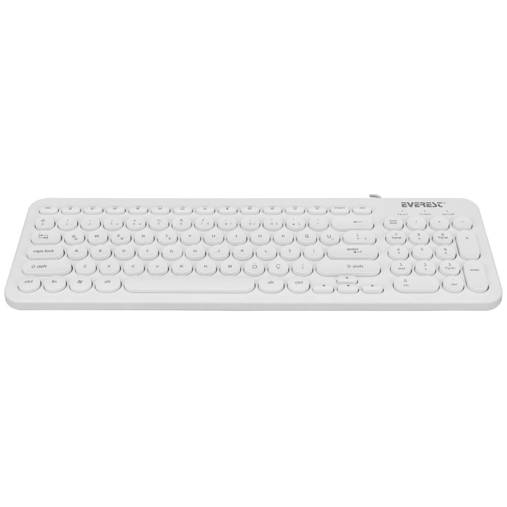 Everest Km-01k Beyaz Usb Yuvarlak Tuşlu 3d Mouse Combo Lc Layout