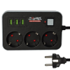 Powermaster Pm-18530 3 Usb Girişli 3'lü Siyah Akım Korumalı Priz
