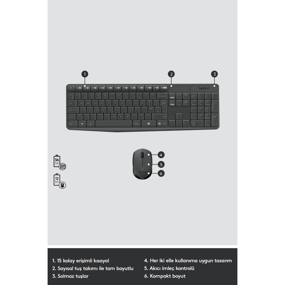 Logitech Mk235 920-007925 Kablosuz Q Klavye Mouse Set