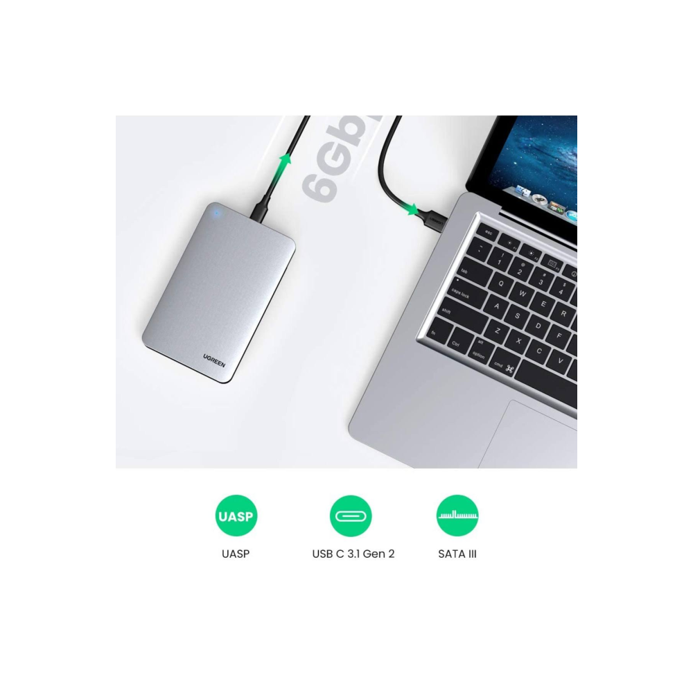 Ugreen Type-C Gen2 2.5 Inch HDD SDD Alüminyum Harici Disk Kutusu