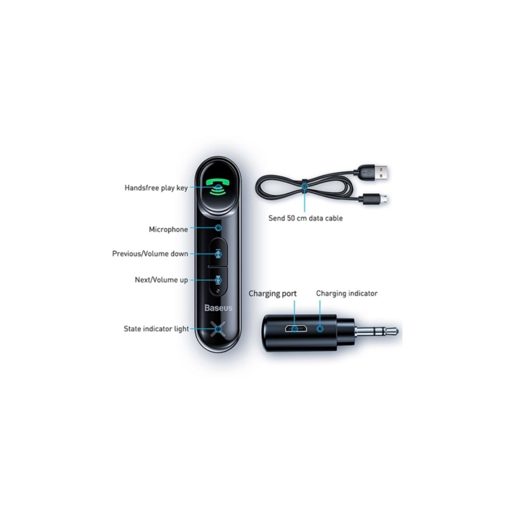 Baseus Wireless Bluetooth 5.0 3.5mm Aux Araç Ses Aktarım Kiti