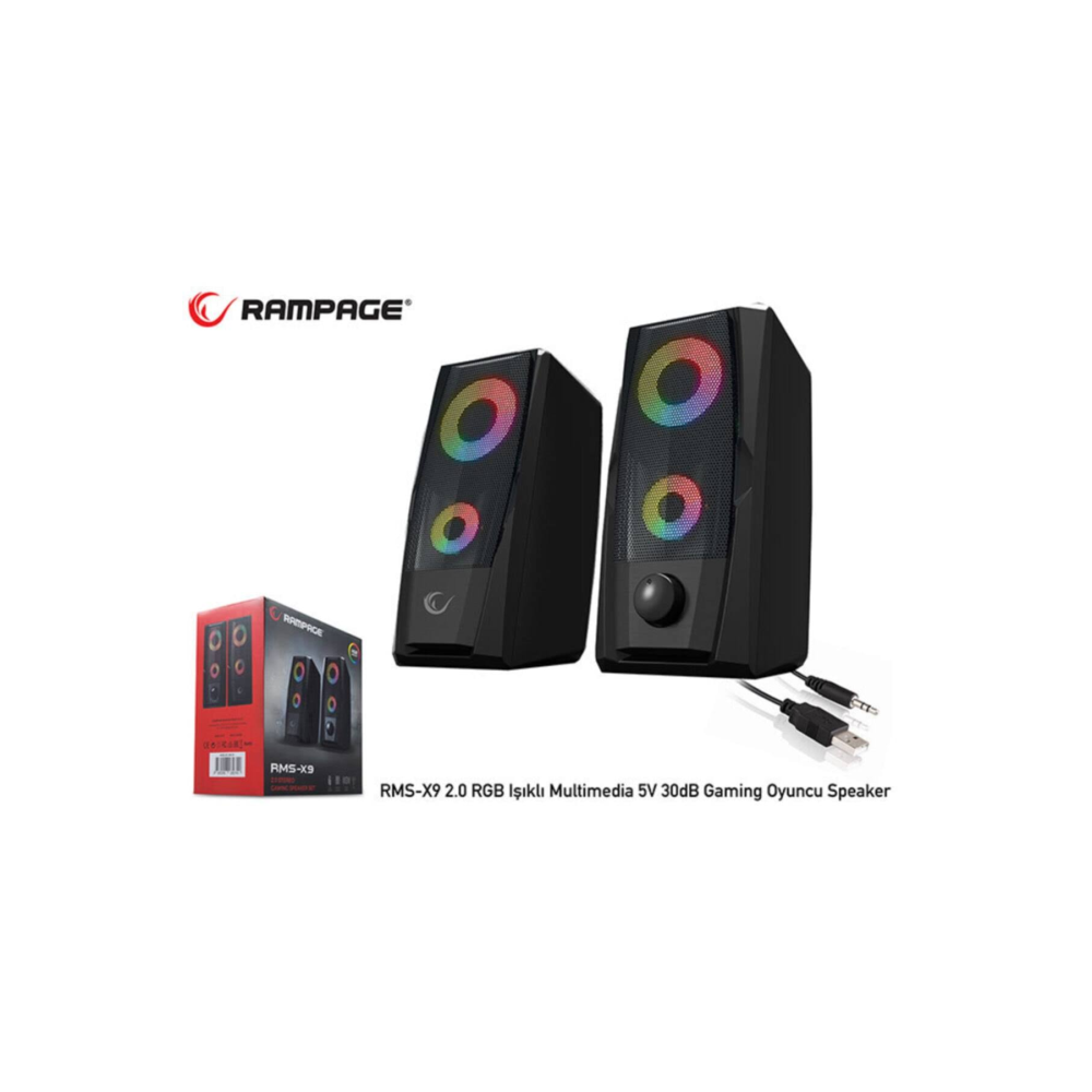 Rampage RMS-X9 2.0 RGB Işıklı Multimedia 5V 30dB Gaming Speaker