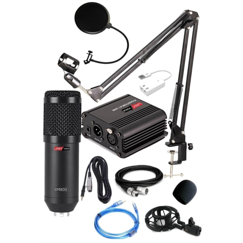 Lastvoice BM800 Youtuber Mikrofon Phantom + Stand + Filtre Set
