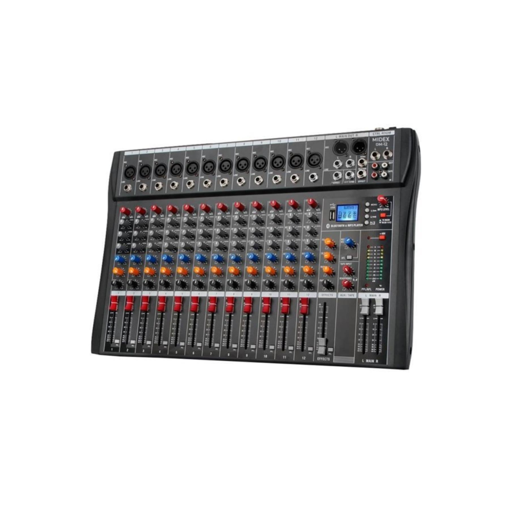 Midex Mix DM-12 Deck Mikser 12 Kanal Ses Mikseri (Bluetooth USB Efekt)
