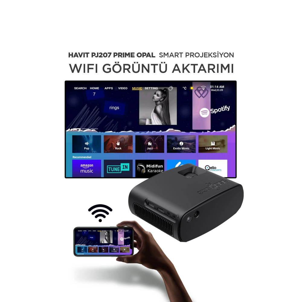 Havit Pj207 Prime Opal 1280 x 720 Taşınabilir HD Projeksiyon Cihazı