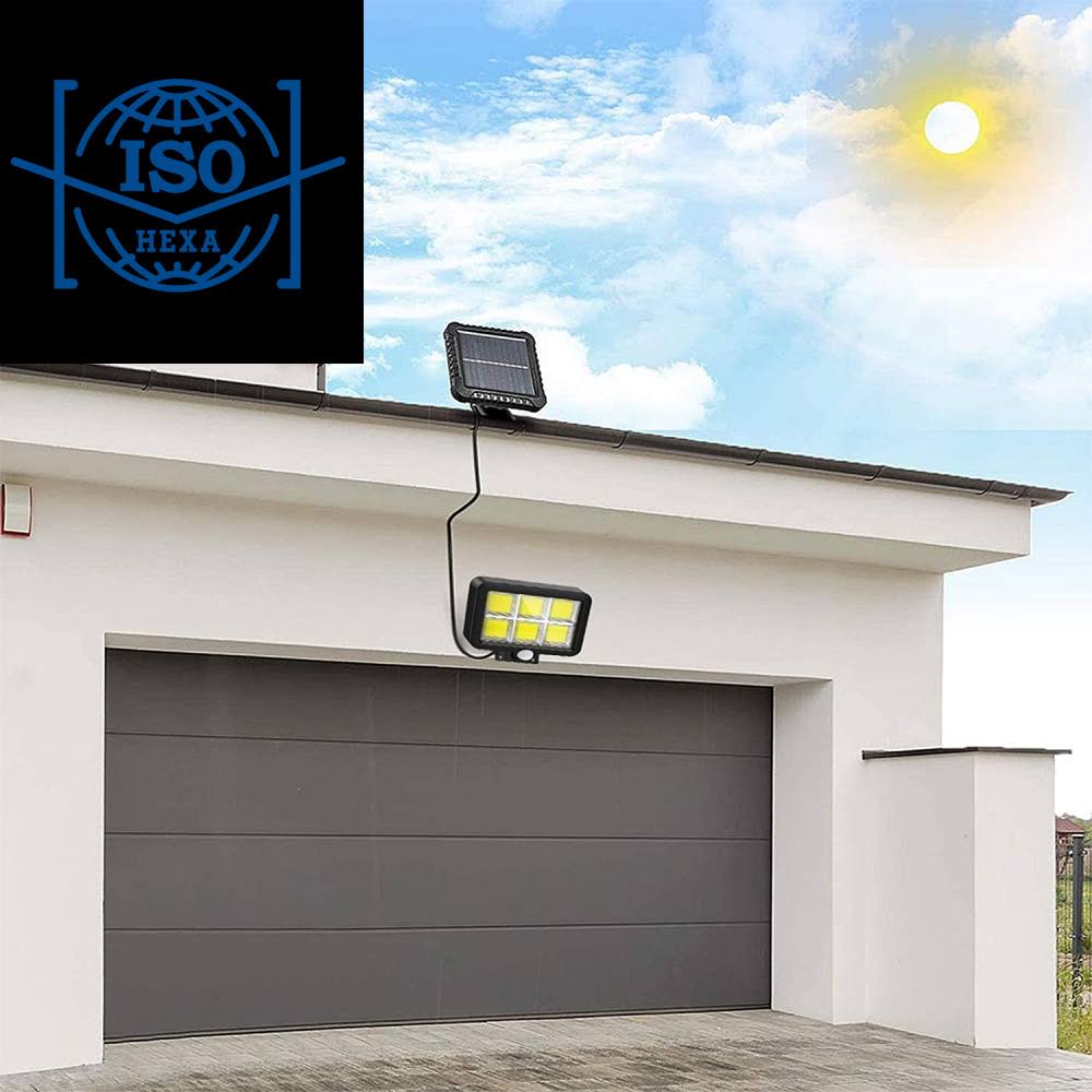 Lamker Dış mekan için hareket sensörlü solar lamba, beyaz ışık, 120 LED, IP65 su geçirmez, 120° aydınlatma açısı, dış mekan lambası, solar dış mekan