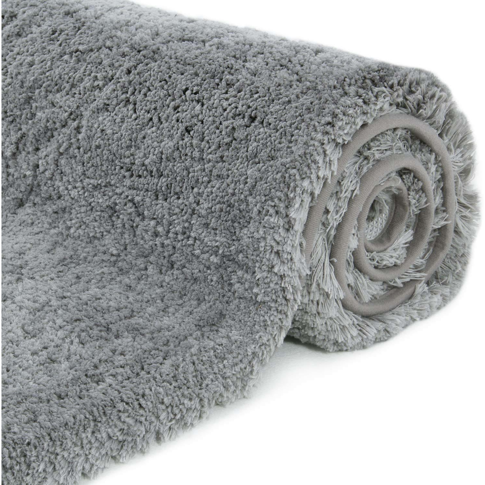 NC Ekstra Kalın Su Emici Banyo Paspası Mikrofiber Banyo Halısı Kaymaz Makinede Yıkanabilir Kalın Peluş Halılar (Gri 40 x 60 cm)