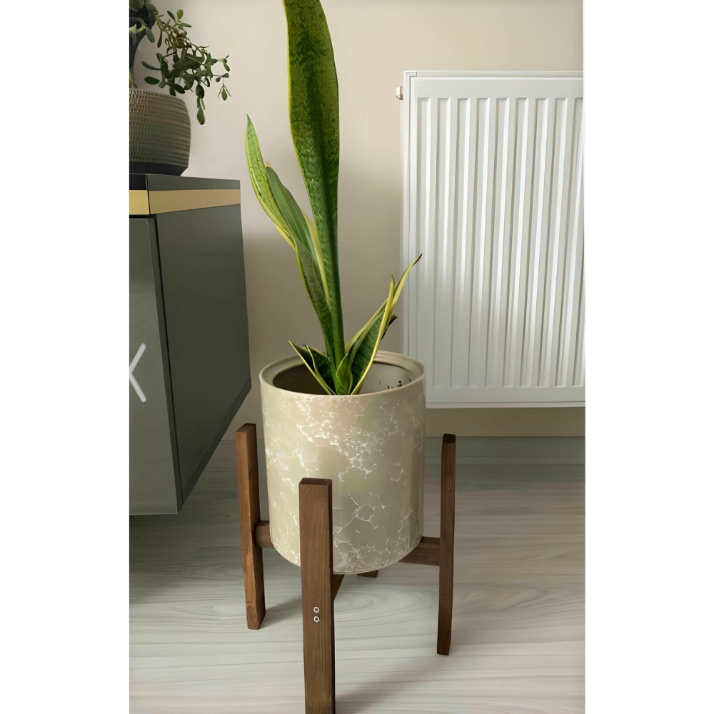 Primera Ahşap Büyük 40 Cm Çiçeklik Saksı Standı Altlığı