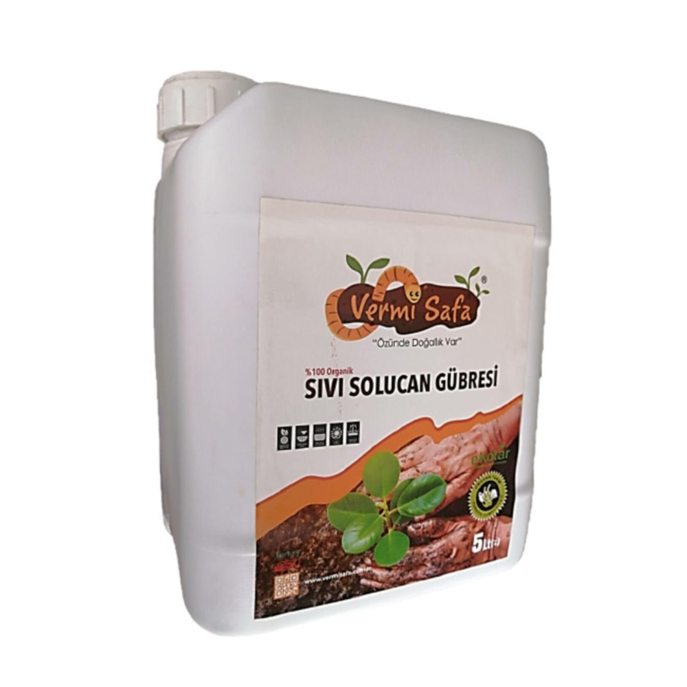 Vermisafa %100 Organik Konsantre Sıvı Solucan Gübresi 5 Lt
