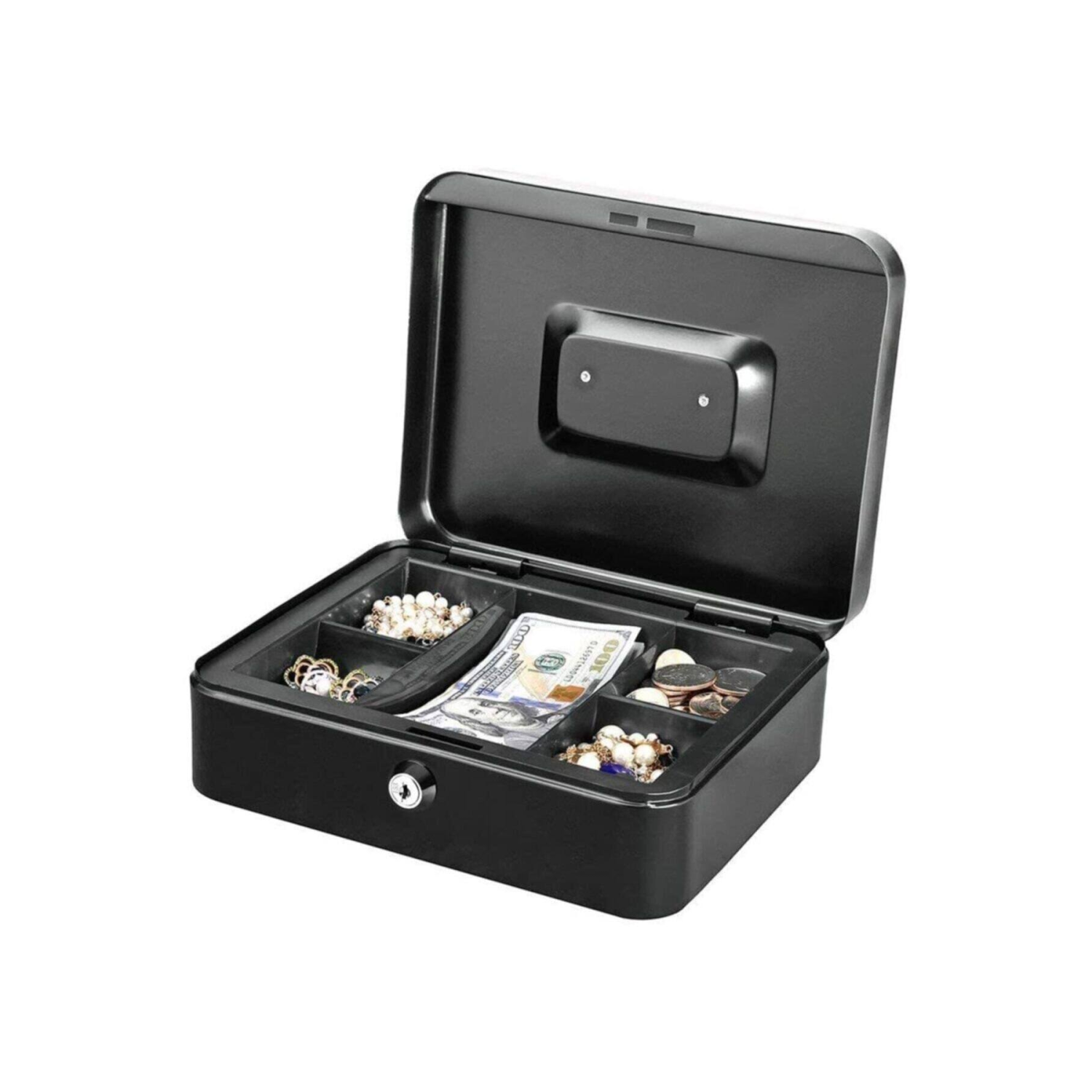 stilmax Büyük Boy Anahtarlı Çelik Kasa Bozuk Para Kasası Nakit Kutusu Cash 9x18x25cm