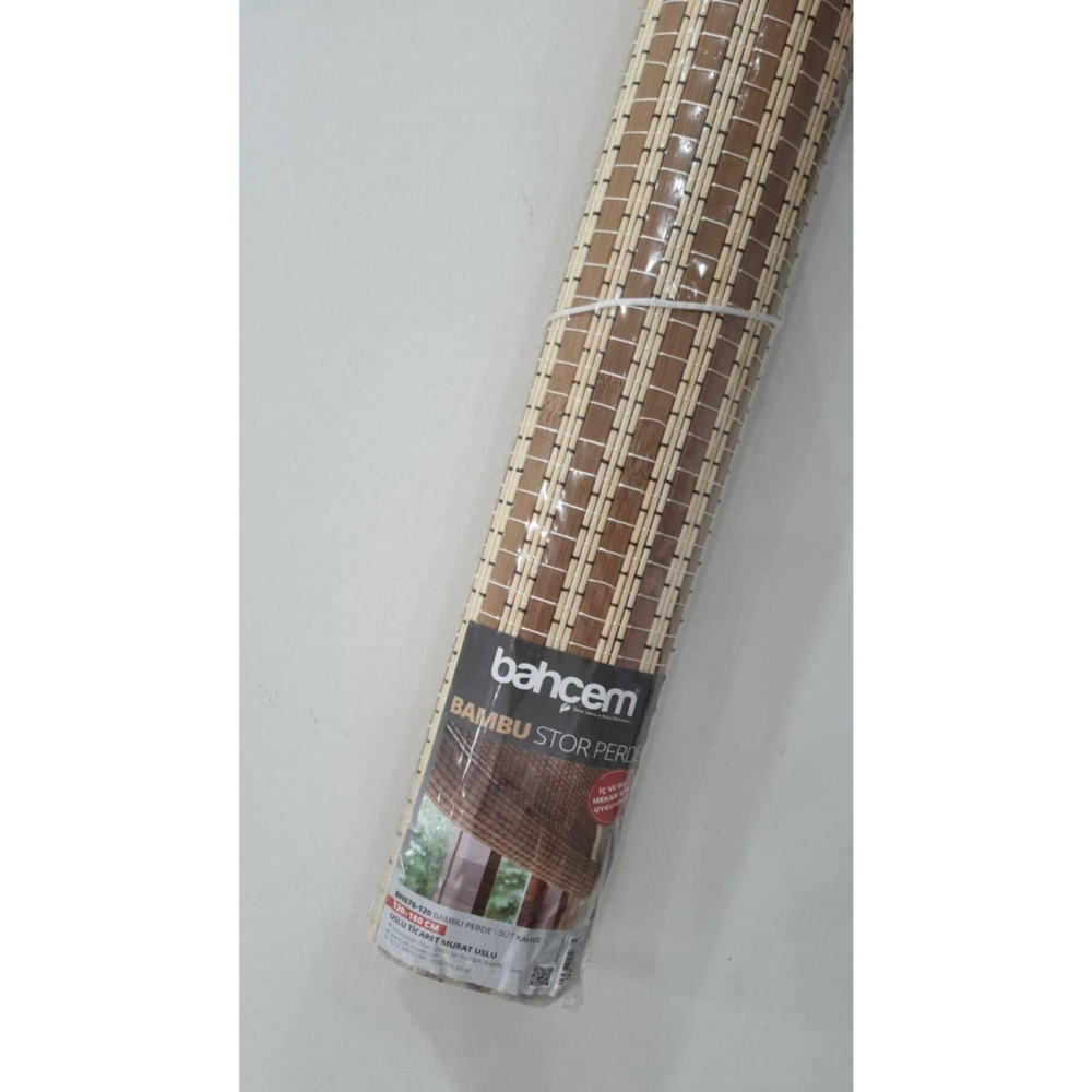 Bahçem Bambu Stor Perde 60x180cm Süt Kahve/krem