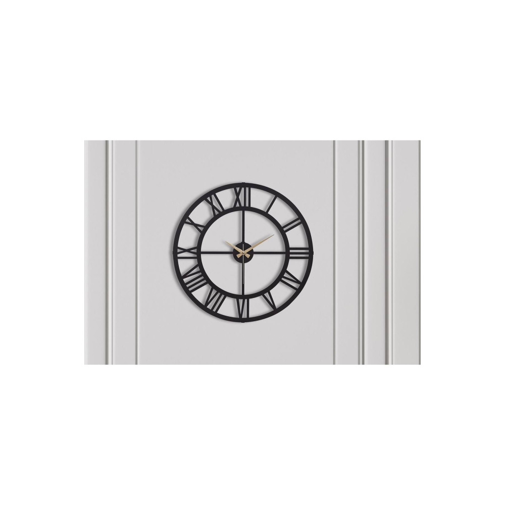 Vivense Muyika Roma Siyah Metal Duvar Saati 41x41 Cm