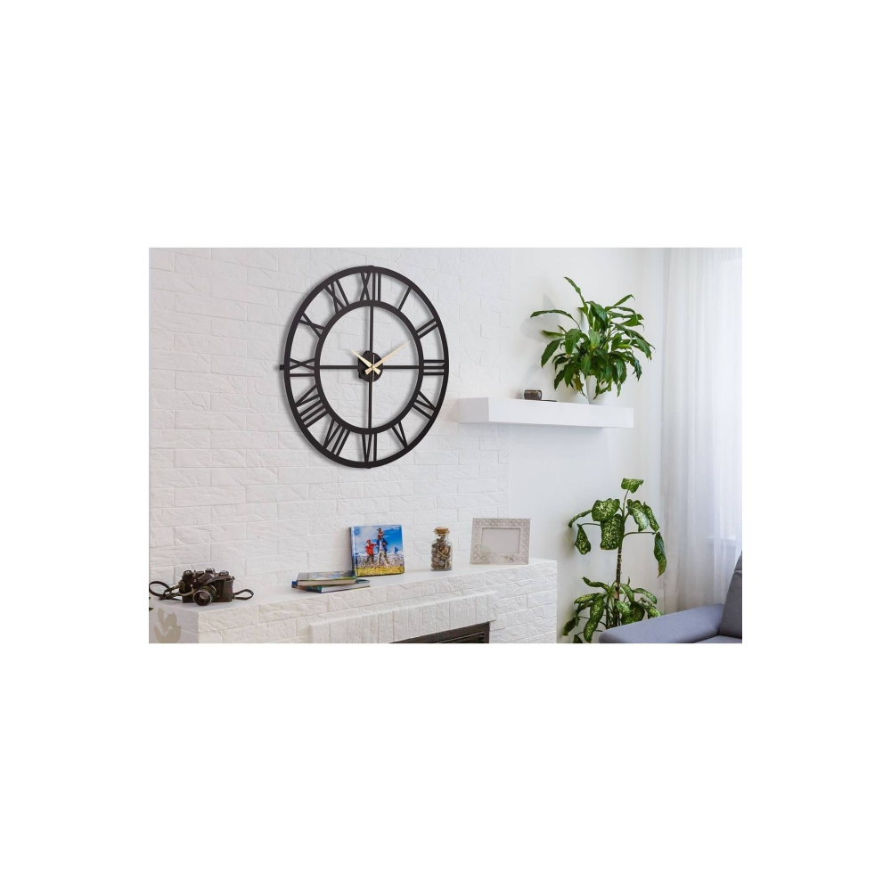 Vivense Muyika Roma Siyah Metal Duvar Saati 41x41 Cm