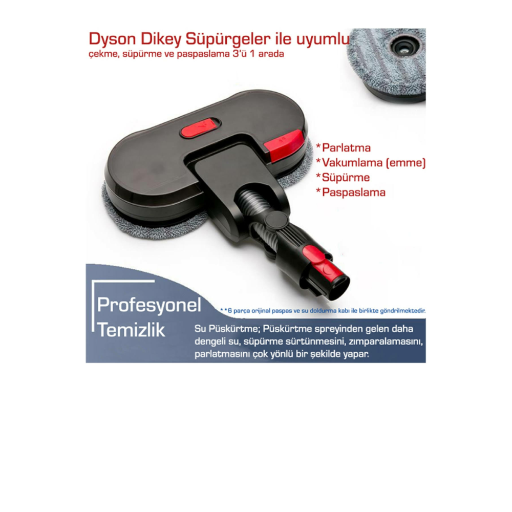 ibrush Dyson V7 V8 V10 V11 V15 Vakumlu Su Deposu Ve Paspas Aparatı (Püskürtmeli)