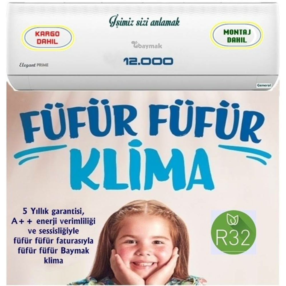 Baymak Elegant Prime 12 A++ 12000 BTU Inverter Duvar Tipi Klima