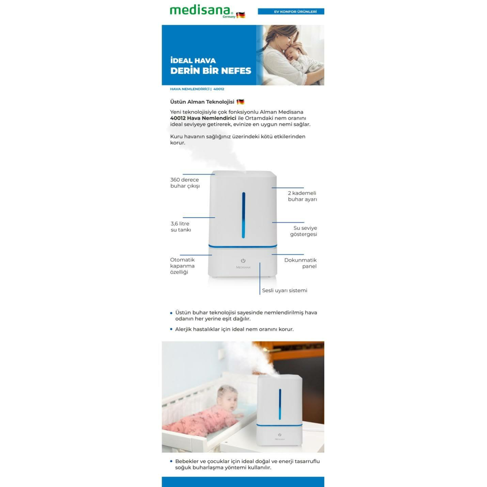 Medisana 40012 Hava Nemlendirme Cihazı