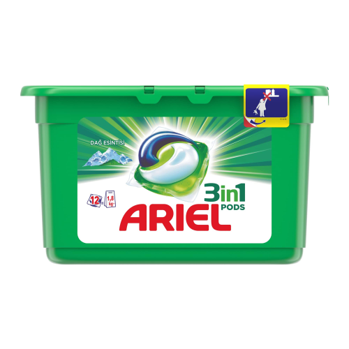 Ariel 3'Ü 1 Arada Pods Sıvı Çamaşır Deterjanı Kapsülü Dağ Esintisi 12 Yıkama