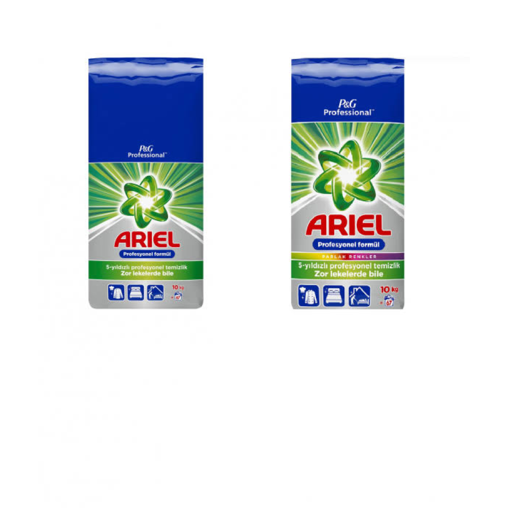 Ariel Profesyonel Formül Toz Çamaşır Deterjanı 10 Kg + Parlak Renkler 10 Kg