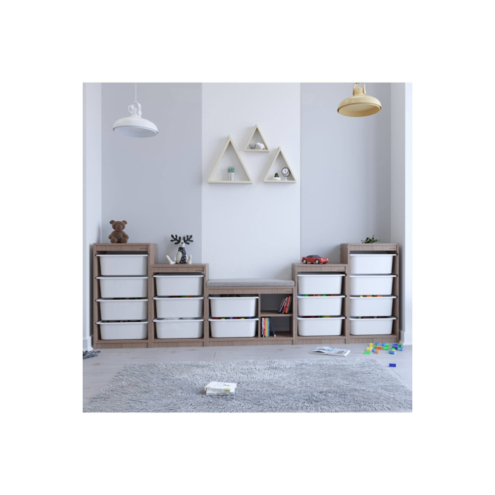 Bienwood BIE 4004 4lü Plastik Çekmeceli Ahşap Raf