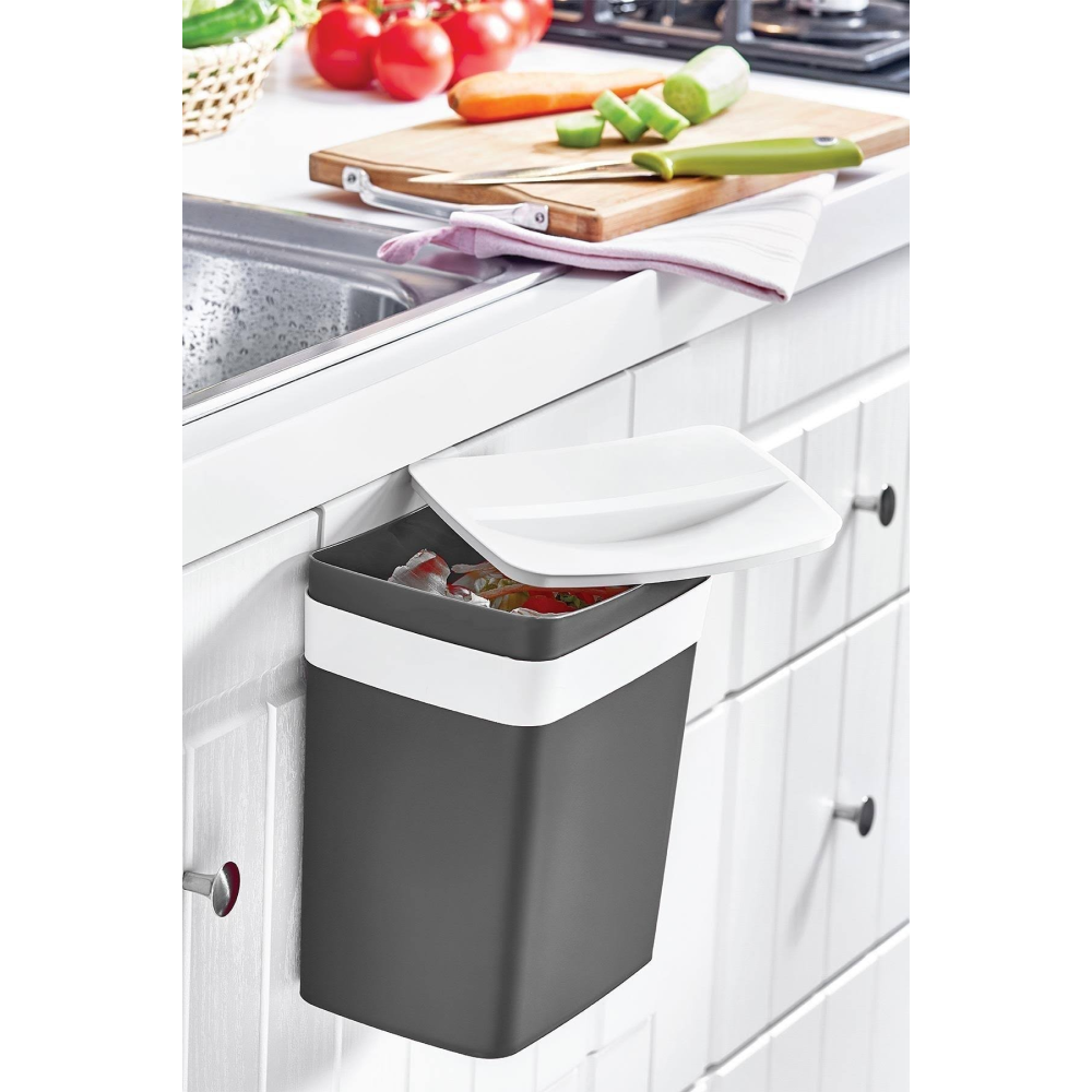 Doreline Dolap Kapağı 5 Lt Askılı Çöp Kovası Gri, Kapaklı Çöp Kovası