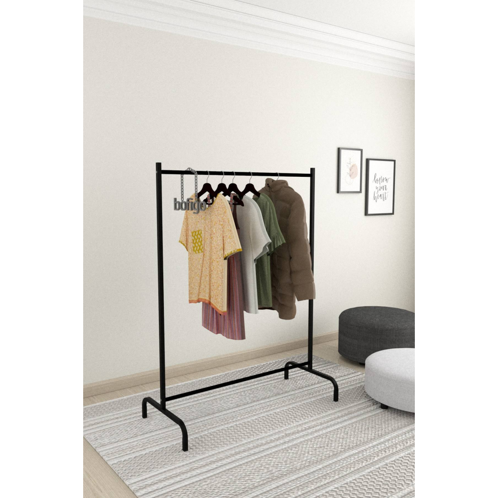 Bofigo Konfeksiyon Askısı Ayaklı Askılık Elbise Askılığı Siyah