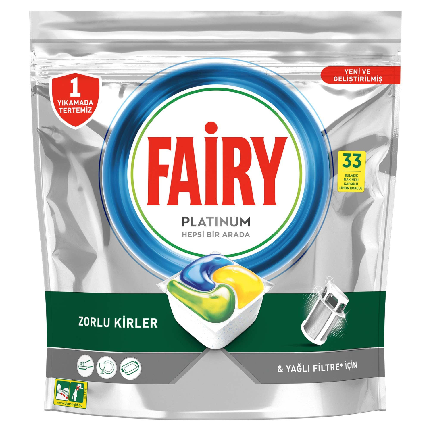 Fairy Platinum Limon Kokulu Bulaşık Makinesi Deterjanı 33 Tablet