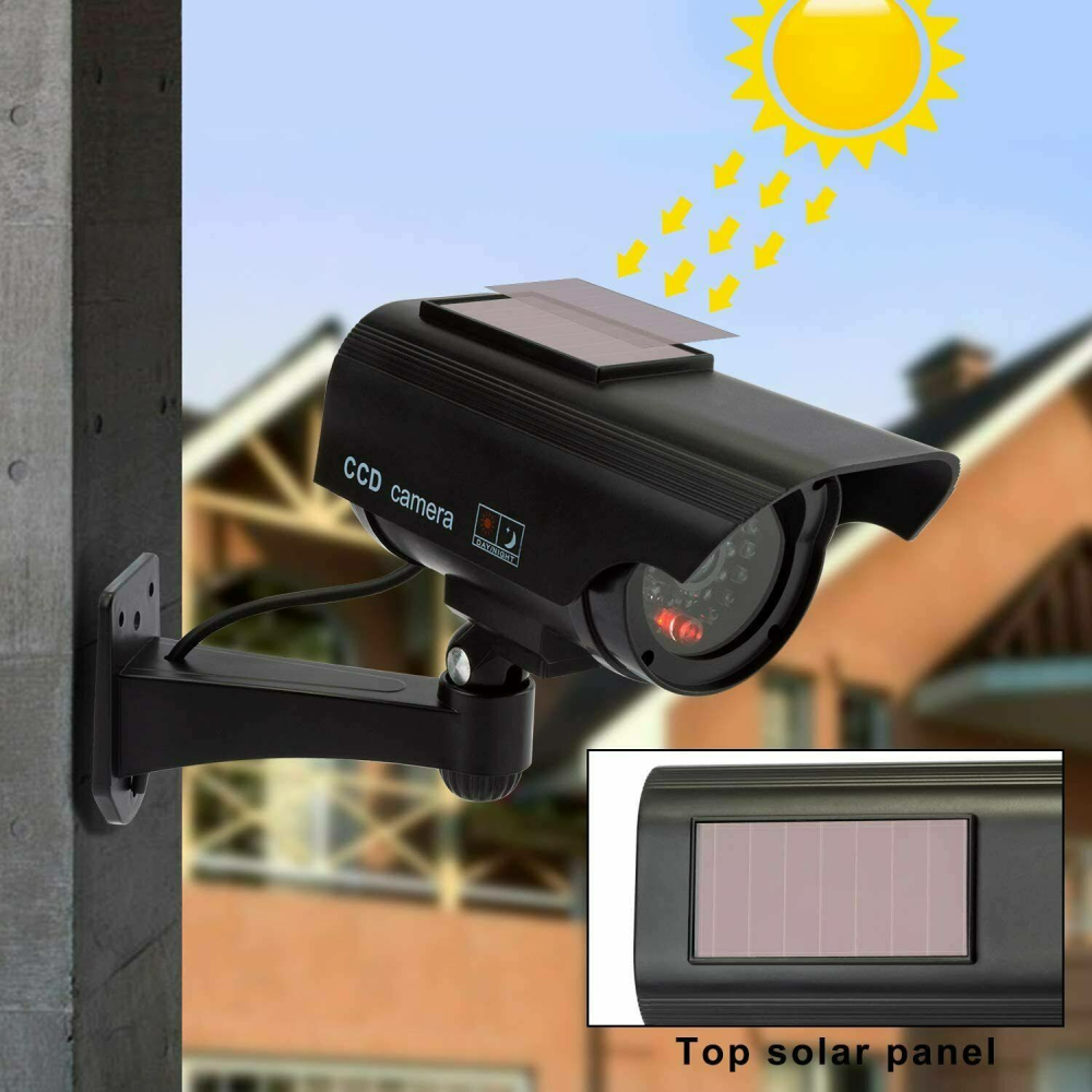 Hengu Dummy kamera sahte güvenlik kamerası CCTV yanıp sönen LED ışıklı güvenlik kamerası - 4 adet (siyah)
