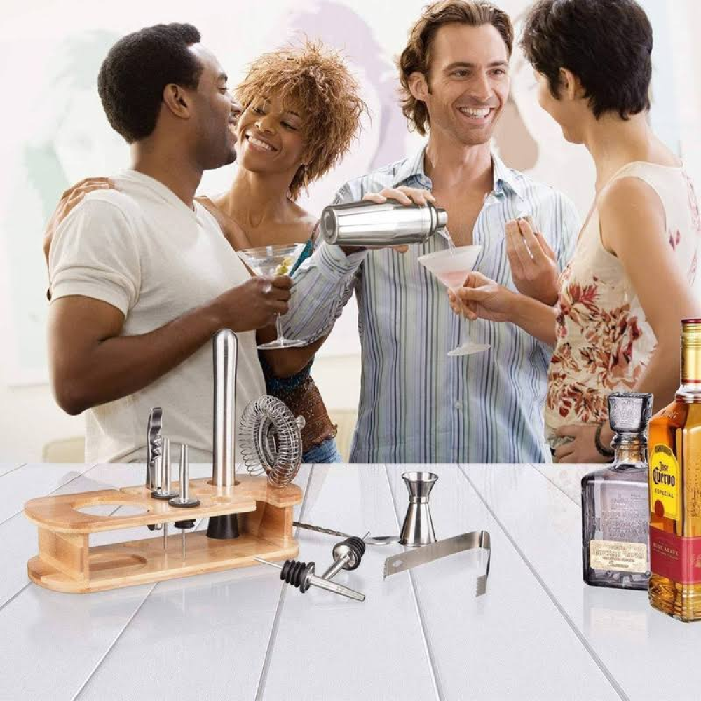 Esmula 750 ml Kokteyl Çalkalayıcı Seti, 12 Parça Kokteyl Yapma Seti, Ev, Bar, Profesyonel Paslanmaz Çelik Bar Alet Seti - Kokteyl Tarifleri Kitapçığı