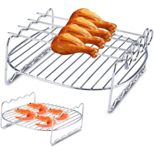 Çift Katmanlı Pişirme Izgarası, Yedek Barbekü Rafı Philips Air Fritöz için Çift Katmanlı Şiş Fırın Tepsisi