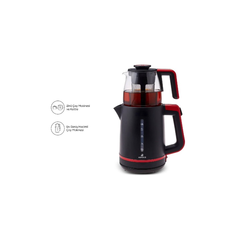 Karaca Maxi Tea XL 2in1 Cam Demlikli Çay Makinesi ve Kettle
