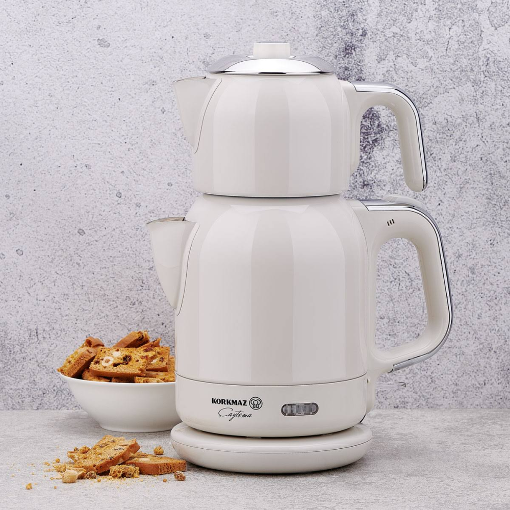 Korkmaz Çaytema Elektrikli Çaydanlık Vanilya/Krom A331-08