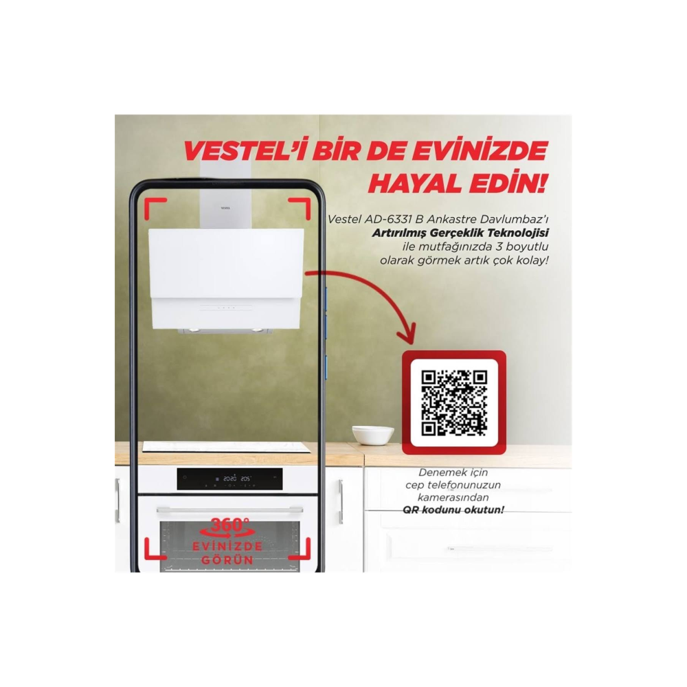 Vestel AD-6331 B Ankastre Davlumbaz