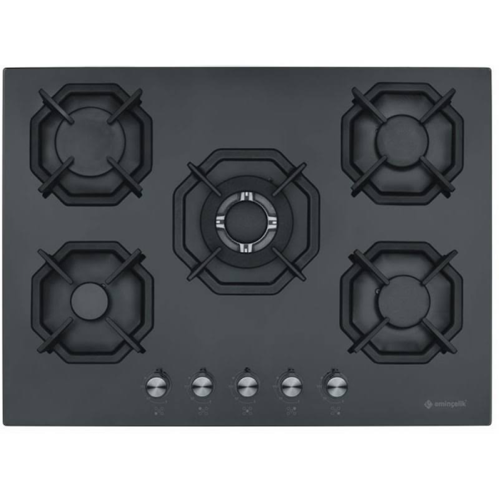 Eminçelik AH 2250 BW BG70 (22 385) Ankastre 70 Cm Siyah Cam Ocak (Woklu)